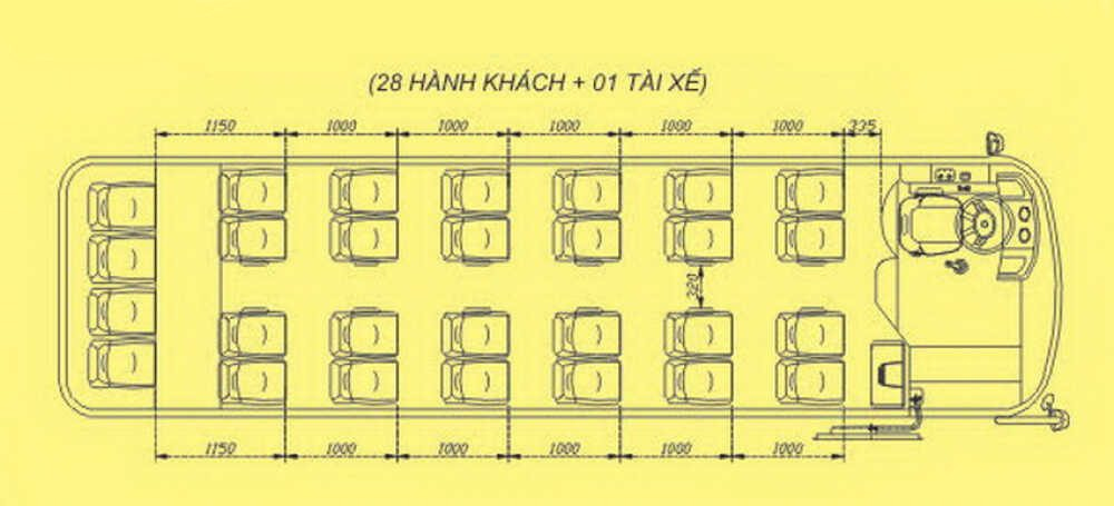Sơ đồ ghế ngồi xe 29 chỗ