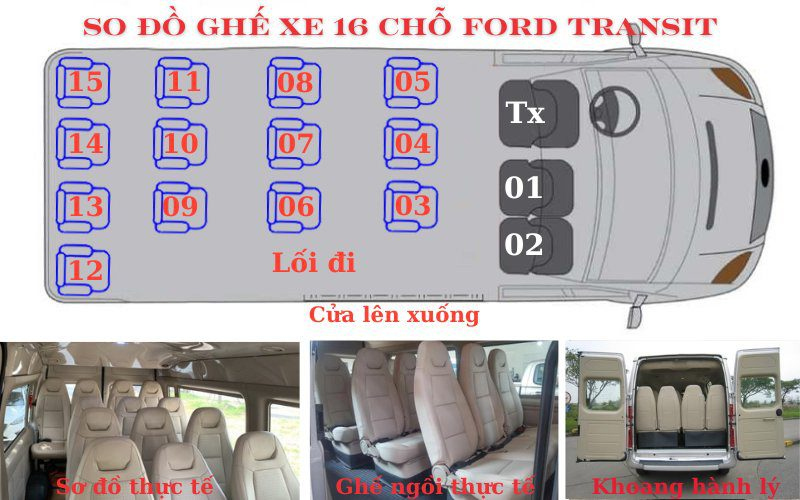 Sơ đồ ghế ngồi xe Ford-transit